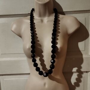Art Deco Style Vintage Black Beaded Necklace